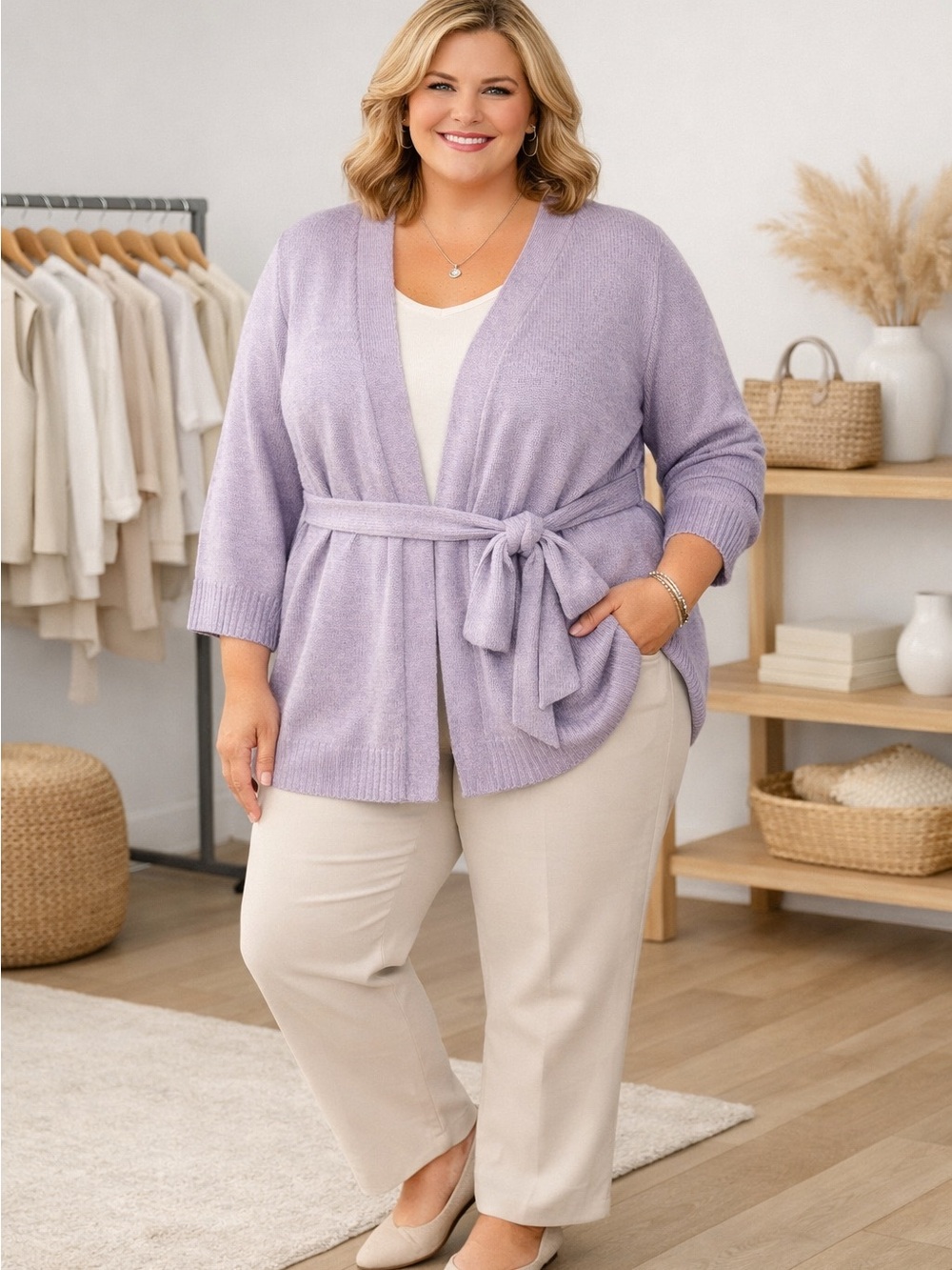 LANE BRYANT 3X Lavender Knit Cardigan NWT